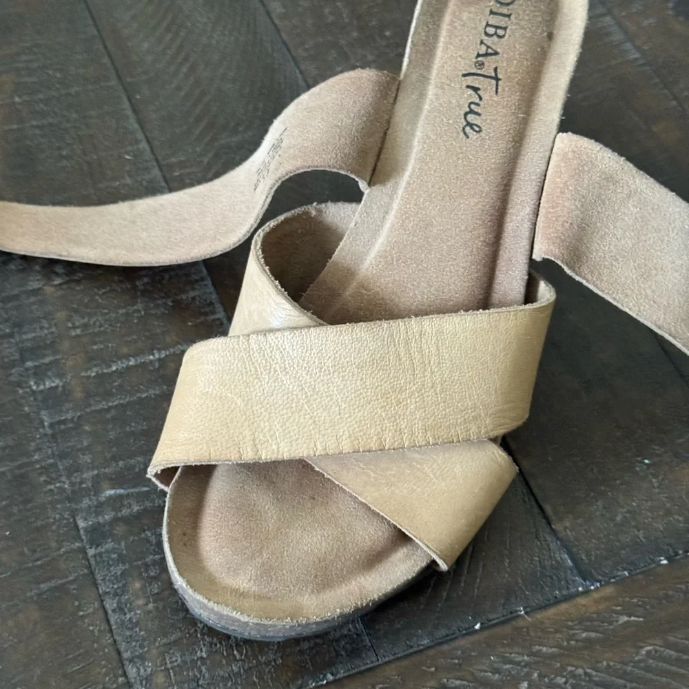 Diba True Tan Wedges with Adjustable Buckle and Cork Footbed